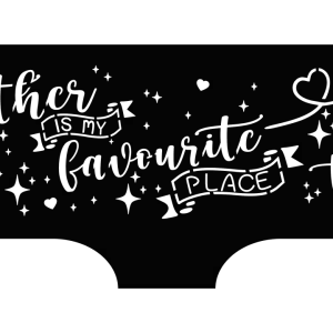 A black steel fire pit panel featuring precision-cut stars and hearts. The panel displays the inscription 'Family Together is my Favourite Place to be Blessed,' creating a warm and inviting aesthetic.